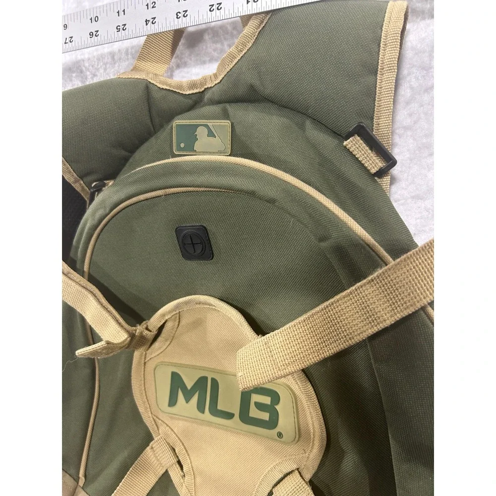 MLB Major League Baseball Backpack Olive Green Tan Sports Bag with Helmet Flap
